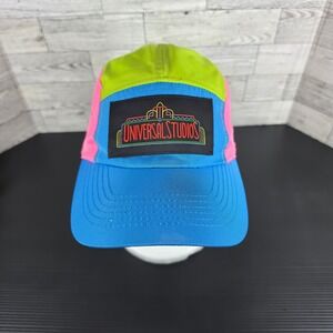Universal Studios Neon Colorblock Snapback Hat Pink Green Blue 90s Style Cap